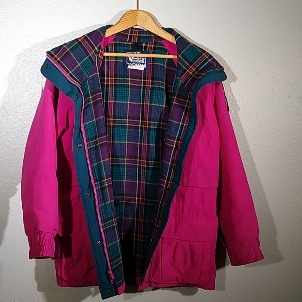 Woolrich Vintage Blanket Lined Wool Blend Hot Pink Winter Jacket Woman's Small